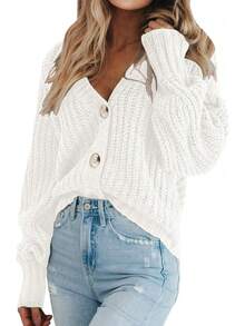 Chaqueta de Punto para Mujer Holgada Abrigo Tejido Grueso Otoño Invierno Cárdigan Ligero Acogedor Oficina Suéter Abierto de Moda - Beis - Ver 9