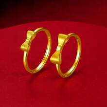 Anillo ajustable para mujeres con lazo cepillado de la dinastía Zhou versión coreana - platino - Ver 5