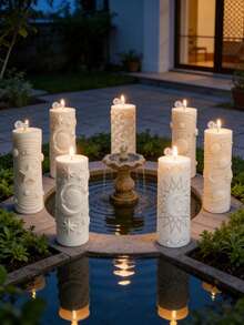 Lumânare în relief cu stele și lună, ediție limitată, stil islamic, decorare de festival, ornament de atmosferă, Ramadan Kareem