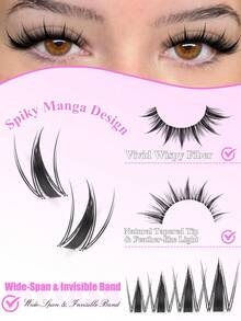 224/144/140pcs D-Curl Curly Cartoon Eyelash Clusters, DIY Eyelash Extension, Fairy Eyelash Clusters, D-Curl Pointed Anime Eyelashes, Thin Individual Lashes, 8-18mm Cluster, Create Cartoon Eyelash Makeup Effect, Suitable For Beginners, Halloween, Christmas, Parties, Etc. - Multicolor - View 5