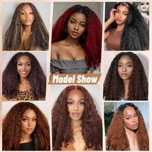 22-30 Inch Afro Kinky Curly V-Part Synthetic Braided Wig, Fluffy Curly Texture, Elastic Curly Ends, No Need For Leave Out, Clip-In Half Head Natural Black Wig - 自然黑 - 查看 8