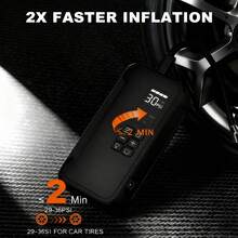 Excellent Portable Air Compressor Tire Inflator, 150PSI Cordless Electric Air Pump, Digital Pressure Gauge, Automatic Shut-Off Function, And LED Light, An Ideal Tool For Inflating Cars, Bicycles, And Motorcycles. It Is An Excellent Gift For Fathers, Boyfriends, And Men (Black) - 黑色 - 查看 10