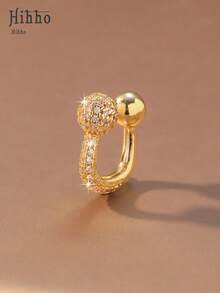 1pc Luxury Sparkling Earphone-Shaped Earclip, Fashionable Jewelry Accessory For Women, Suitable For Daily Wear, Gatherings And Parties