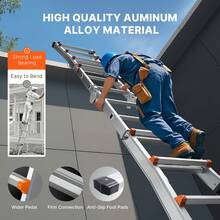 Escalera telescópica  con estructura en A y extensión de 13 pies, multifunción para tareas escolares - 13 pasteles - Ver 6