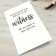 1 pieza Tarjeta de felicitación sincera "AGRADECIMIENTO POR SERVIR COMO MI TESTIGO" con sobre (11cm x 16cm / 4.33in x 6.29in) - Diseño de tipografía minimalista, perfecta para agradecer a un testigo de boda, Tarjeta de felicitación | Tarjeta de agradecimiento por ser testigo de boda | Tarjeta de felicitación de papel - Multicolor - Ver 8