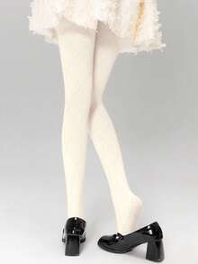 1 Pc Japanese JK Diamond Lattice Openwork Mesh Pantyhose, Suitable For Spring And Autumn Wear - White - View 4