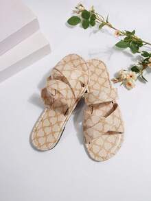 2026 Versátiles zapatillas de moda de fácil puesta, sandalias de playa con tiras cruzadas - Beis - Ver 5