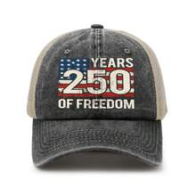 250 Years Of Freedom250 Years America Anniversary Day Checkered Baseball Hat, Adjustable Retro Old Truck Driver Hat, Men's And Women's Travel, Sports  ,Black - màu đen - Xem 1