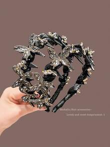 2个/1个水钻蝴蝶齿状发箍，时尚发夹，适合日常佩戴 - 彩色 - 查看 7