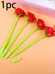 1/3支装创意花朵凝胶笔，柔软硅胶摇晃笔杆，情人节礼物笔，创意书写文具礼品笔