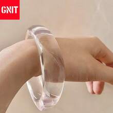 GNIT 4pcs/Set, 1pc Asymmetric Resin Transparent Silver Foil Unique Women Bracelet, Suitable For Daily Wear And Gift (Each Bracelet Has Different Patterns) - Twisted Transparent Series - View 9