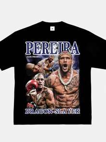 2025 New Fashion Oliveira Oliveira T-Shirt Printed Short Sleeve American Vintage Small Neckline Fighting Top Vintage Retro Tops - 黑色 - 查看 1