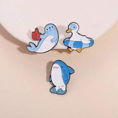 Cute Shark, Whale Animal Brooch, Badge Scroll, Enamel Badge, Cartoon Badge, Christmas Ornament, Jacket Badge, Kawaii Style, Nurse Badge Clip, Various Clothing Accessories, Badges, Metal Badges, Holiday Gifts, Lapel Pin, Suitable For Clothes, Bags, Hats And Other Accessories
