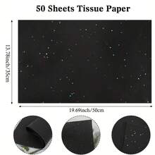 10/20/40张装黑色闪光箔纸 - 20英寸 x 14英寸光面包装纸，含闪光粉，优雅的工艺用品，适用于礼品袋、婚礼、生日、情人节、派对装饰和礼品包装 | 精致的箔纸设计 | 耐用