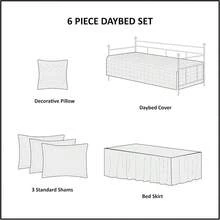 Park - Juego de funda para sofá cama de doble cara diseño casual ropa de cama para todas las estaciones con falda de cama fundas a juego almohada decorativa 75 x 39 pulgadas Diamond Aqua 6 piezas - ClaireAqua - Ver 6