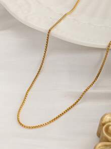8件套简约百搭金色不锈钢项链颈链套装，适合女性日常佩戴，可叠戴 - 金黃色 - 查看 14