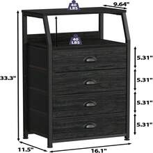 Space-Saving Storage Combo: Fabric Cabinet With 4 Drawers & Built-In Nightstand - Ideal For Flats & Small Spaces - 黑色 - 查看 6