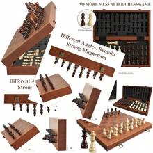 Juego de ajedrez magnetico para niños adultos tablero de ajedrez de piel de 15.4 pulgadas con pieza de ajedrez hecha a mano incluye 2 reinas adicionales y ranura de almacenamiento juego deConveniente y duradero,Los favoritos de los niños - Multicolor - Ver 1