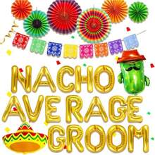 CZ JeVenis Nacho Average Groom Globos Nacho Average Groom Decoración Decoración para despedida de soltera mexicana Decoración para fiesta de compromisoy boda mexicana 8764 - Dorado - Ver 1
