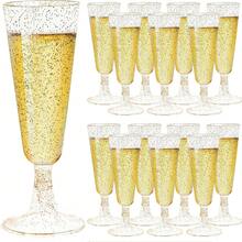 5.5 Oz Reusable Plastic Champagne Flutes, Modern And Elegant, Suitable For Weddings, Parties, Birthdays, New Year