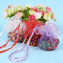 50PCS 25/35cm Drawstring Round Organza Jewelry Christmas Bag Wedding Party Gift Bag - Multicolor - View 1