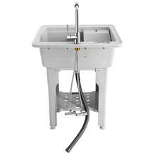 WOBENFOG Portable Plastic Laundry Room Sink With Washboard, For Hand Washing Clothes, Indoor Outdoor Utility Sink With Faucet With 2 Hoses, Freestanding Garage Sinks, Pet Bath For Cleaning Tank, Pet Bath, Or Storage Rack - 灰色的 - 查看 5