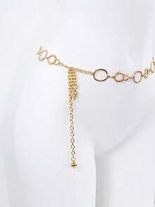 Metal Chain Decor Waist Belt For Women, Minimalist Versatile Suitable With Dresses, Fashion Body Chain Hollow Circle Slim Waist Chain For Summer, School Fall, Autumn, Halloween, Jewelry Accessories, Perfect Choice For Women's Gifts - 彩色 - 查看 2