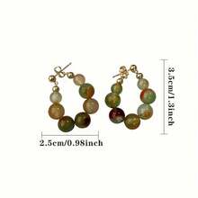 Elegant Luxury Ladies Beaded Ring Earrings - Multi-Colored Faux Jade, Alloy With Stainless Steel Stud Earrings, Ideal For Daily Wear And Gift Wear, Vintage Earrings - Gold - View 5