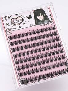 96pcs Natural Single Cluster Self-Adhesive False Eyelashes - Transparent Lash Stems. Realistic Cartoon-Style Lashes, Lightweight And Glue-Free, Dense, Curled And Lengthened. Self-Adhesive Design, Perfect For Bare-Faced Or Natural Makeup. - C - Xem 7