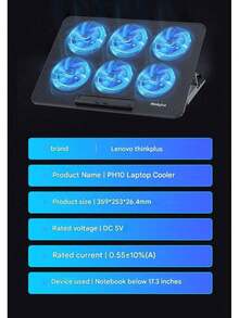 Lenovo ZJA8 Ultra-Quiet Cooling Stand: 3 Noise-Free Modes (<20dB), 8-Level Ergonomic Adjustment, Anti-Slip Silicone Pads. An All-Around Companion For Business And Creative Laptops. - Black - View 6