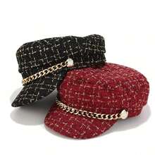 Classic Beret Hat, Vintage Flat Top Sun Hat, Painter Cap, Fashionable Hat, Made Of Coarse Woolen Fabric, Featuring Rugged Yet Refined Texture, Inherent Retro Elegance, Quintessential For "Petit X" Style