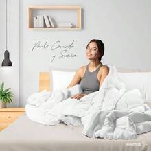 ml Dreamlab Set de Edredon Acolchado con Fundas de Almohada Decorativas y Juego de Sabanas Juego de Cama Completo Hipoalergénico Edredon Queen Blanco Sábanas Beige10101 - 01BlancoBeige - Ver 8