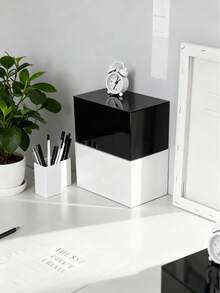 1pc Makeup Pad Pads Storage Box, Household Dust-Proof Cotton Swabs/Pads Container With Flip Cover, Bathroom Multi-Function Organizer Box - Multicolor - View 6