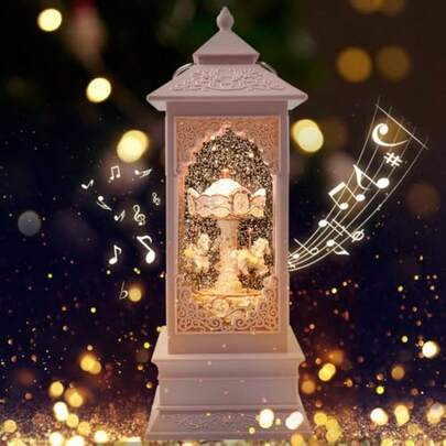 NEW [360° Doble Rotación] Carrusel Caballo Música Luces LED 114 "x 4 13 " para Mujeres Niñas Mamá Hija Nieta Decoración de Navidad Regalos de cumpleaños with Festival Card-Rosa