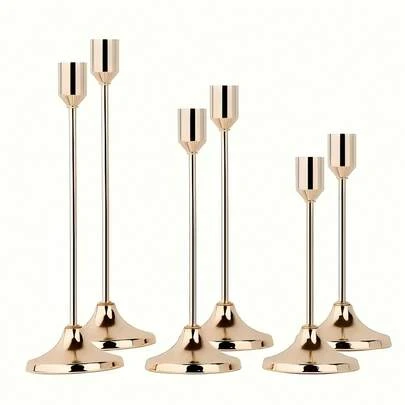 Juego de 12 portavelas - Disponible en oro francés, diseñado para velas cilíndricas y cónicas. Versátil para decorar en Navidad, Halloween, Pascua, Acción de Gracias, hogar, bodas, fiestas y aniversarios.