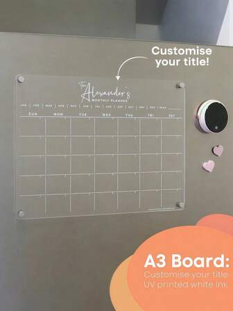 1 pieza Planificador magnético de acrílico tamaño A3 para refrigerador, herramienta de organización del hogar minimalista y personalizada, calendario semanal reutilizable para la cocina, adecuado para la organización del hogar