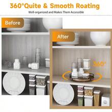 Farmhouse Oak 9" Lazy Susan Turntable Organizer For Cabinet Round Wooden Lazy Susan Organization And Storage For Dining Table Pantry Kitchen Countertop Cupboard Home Decor Walnut Wood - Walnut+9 - View 4