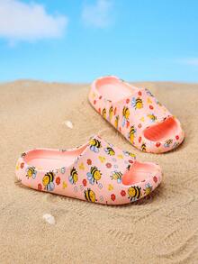 1 Pair Kids' Foam Slippers, EVA Lightweight Non-Slip Soft Bottom Cute Casual Slip-On Sandals For Boys & Girls - Pink - View 2