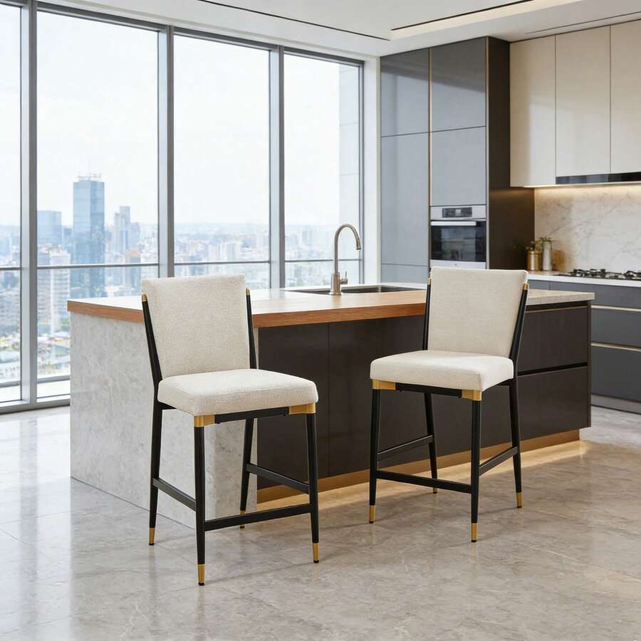 Dining Chairs - Beige + Fabric-5 - View 1
