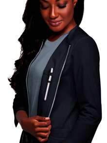 Zip-Up Multi-Pocket Mid-Sleeve Jacket, Casual Sports Pullover, Fashionable Commuting Workwear For Dental/Pet Store Employees