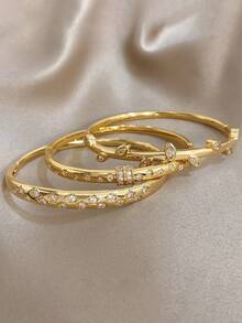 18K镀金防褪色奢华星形锆石手镯套装，女士优雅甜美礼物，圣诞节嘉年华冬季珠宝，婚礼狂欢/舞会/派对/日常配饰，周年纪念日情人节波西米亚风珠宝生日伴娘礼物 - 彩色 - 查看 8