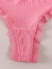 6pcs/Pack Women's Lace Thong Panties, Mid-Waist Versatile Underwear - Multicolor - View 7