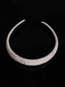 1pc Thin Beaded & Rhinestone Decorated Fashion Headband ,Hairband ,Diadema ,Hair Hoop - FG1248 - White - View 2