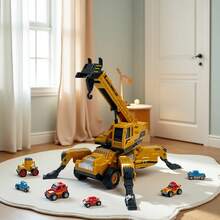 玩具、玩具车、起重机、玩具起重机、起重机模型、起重机、男孩游戏、儿童玩具车、生日礼物、惯性动力驱动、儿童玩具车、圣诞节、万圣节、节日礼物、男孩礼物 - 彩色 - 查看 3
