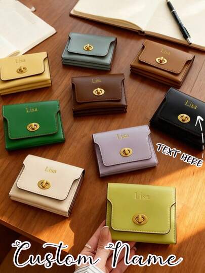 Personalized Wallet Card Holder - Name/Initial, Customized Name Design, Customized Leather Mini Wallet, Ultra-Thin Zipper Design, Can Hold Coins, ID And Cards, Lightweight And Portable, Suitable For Bank Cards/Credit Cards, Business Cards, Daily Commute Essential, Unisex