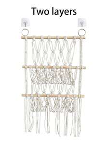 1个波西米亚风吊床收纳网，带挂钩的角落悬挂网架，毛绒收纳网吊床，毛绒玩具网或吊床，蕾丝收纳整理架，毛绒玩具角落悬挂网架，网状吊床毛绒悬挂收纳架，游戏室悬挂收纳架 - 彩色 - 查看 13