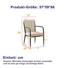 Juego de 2 sillas de comedor modernas con reposabrazos, sillas tapizadas estilo escandinavo, estructura negra y detalles dorados, cojín de tela color crema para la mesa del comedor - Beis - Ver 2