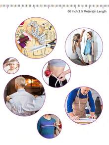 1pc 60-Inch Classic Professional Sewing Tape Measure, Double-Sided Soft Ruler, Imperial/Dual Scale, Suitable For DIY Sewing And Body Measurement, Measuring Tool, 60-Inch Boxed Soft Ruler (Color Sent Randomly) - Multicolor - View 4