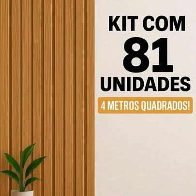 Kit com 81 unidades - Revestimento MDF 45x11cm Decorativo Moderno Parede 1,5 metros quadrados