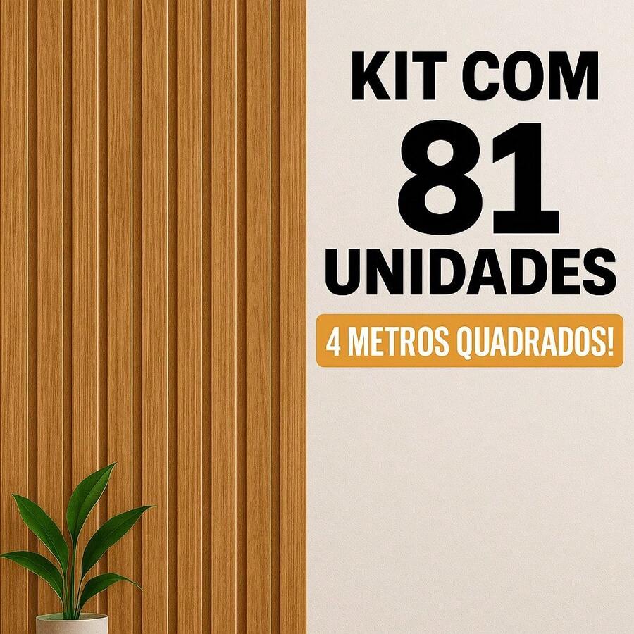 Kit com 81 unidades - Revestimento MDF 45x11cm Decorativo Moderno Parede 1,5 metros quadrados - FREIJÓ - Visão 1